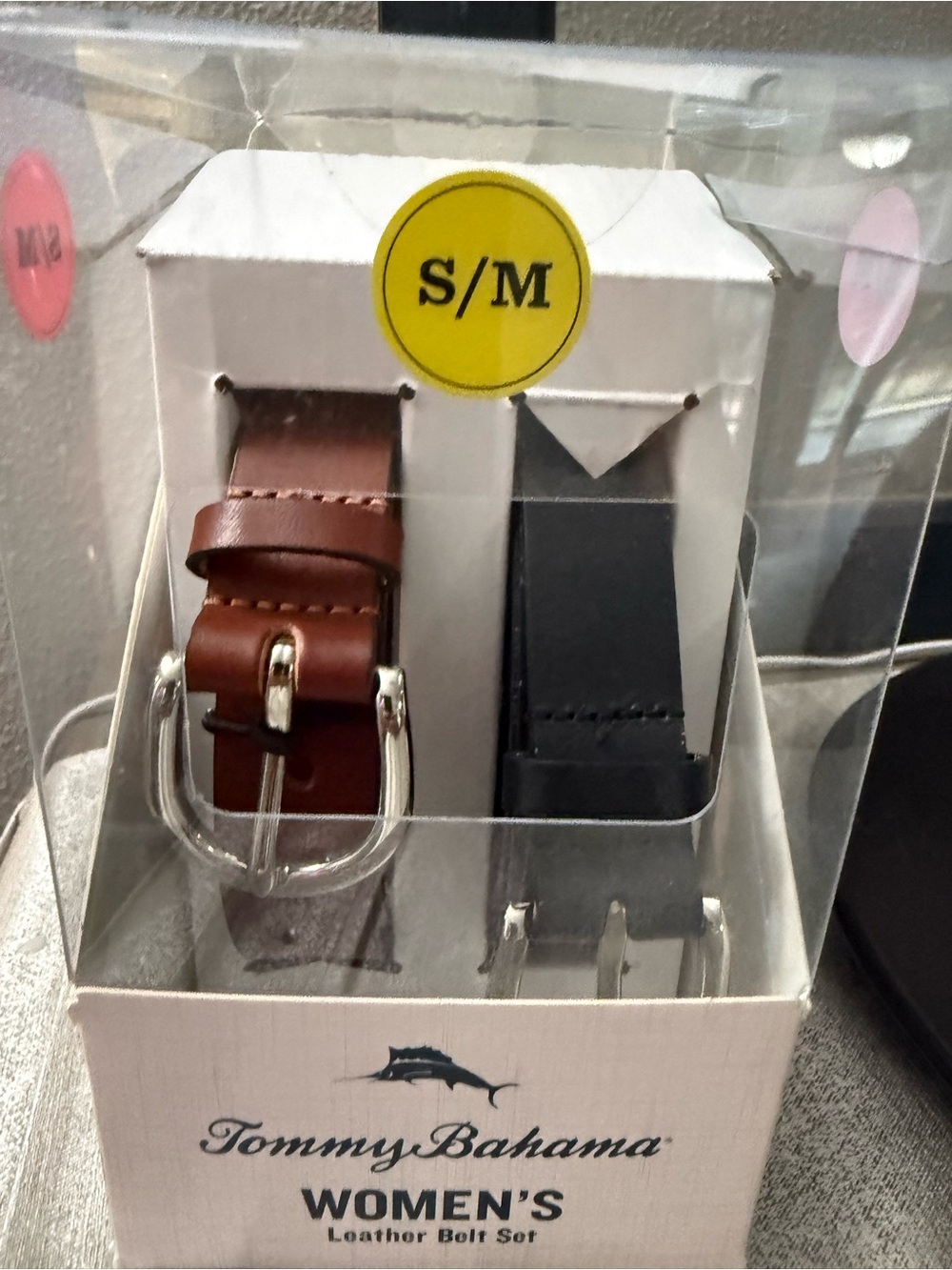 Tommy Bahama Woman’s Leather Belt Set - Brown and Black